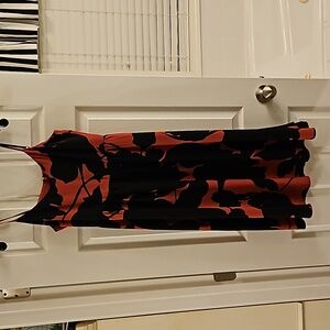 Loft, red and black flower pattern dress